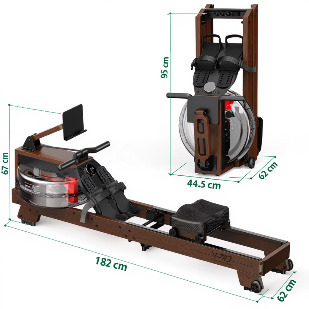 Rameur à Eau en Bois – 6 Niveaux - Réservoir 14 L | L'atelier Cardio