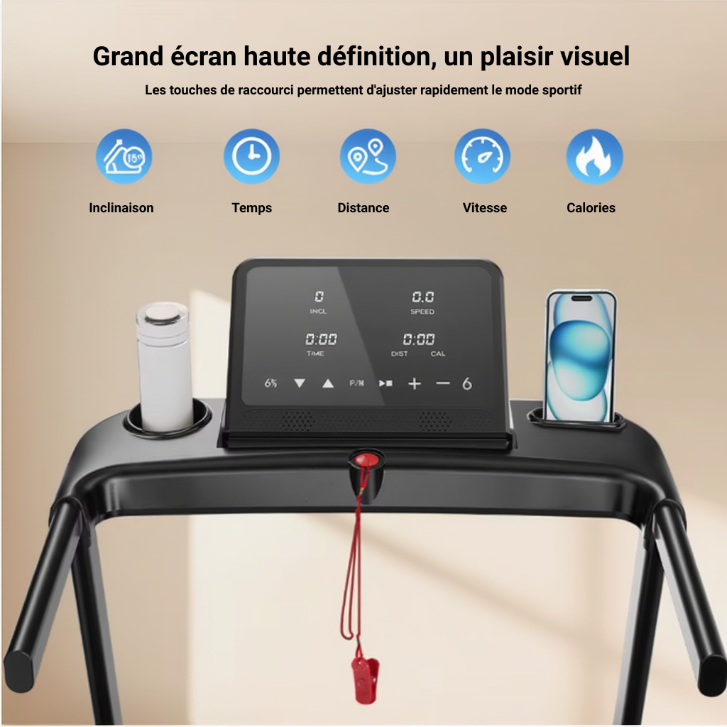 Tapis de Course Pliable - 13,5 km/h - Pente 15% | L'atelier Cardio