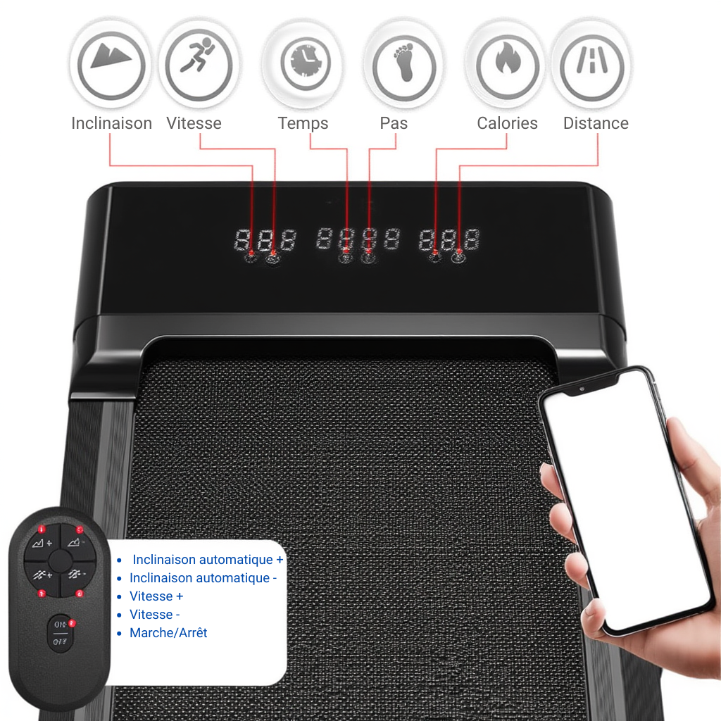 Tapis de Marche Pliable 3 en 1 – Inclinaison 9% | L'atelier Cardio