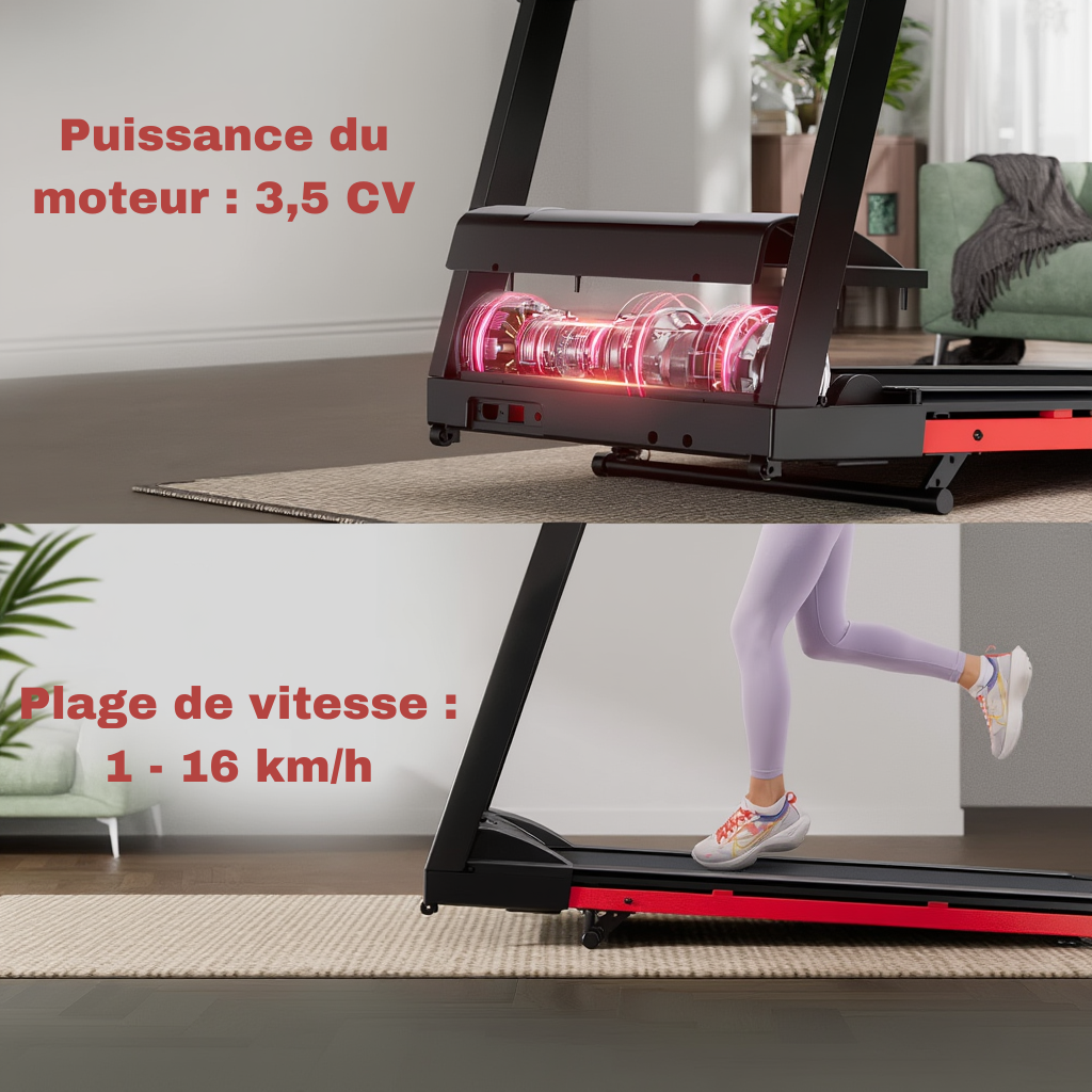 Tapis de Marche/Course - 16 km/h - Inclinaison 6 %| L'atelier Cardio