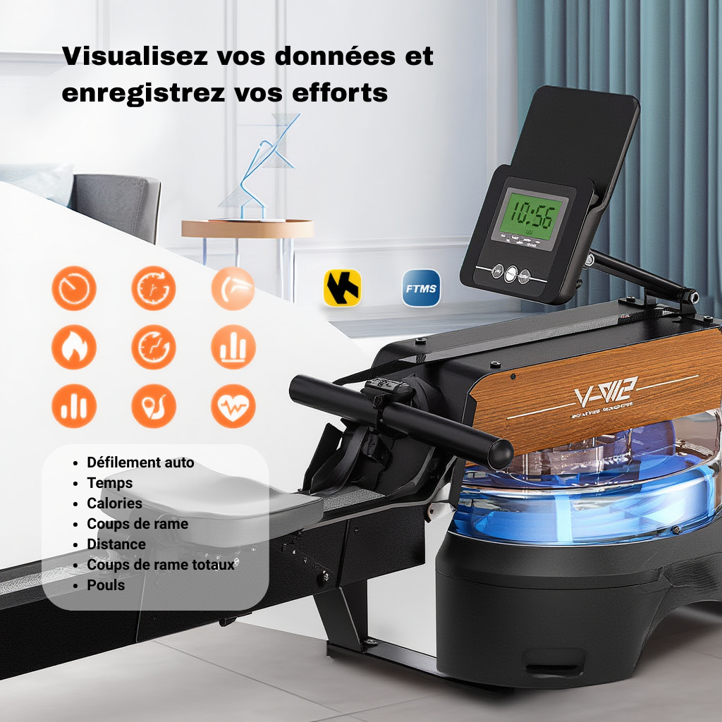 Rameur à Eau Pliable – Réservoir 14 L - 6 Niveaux | L'atelier Cardio