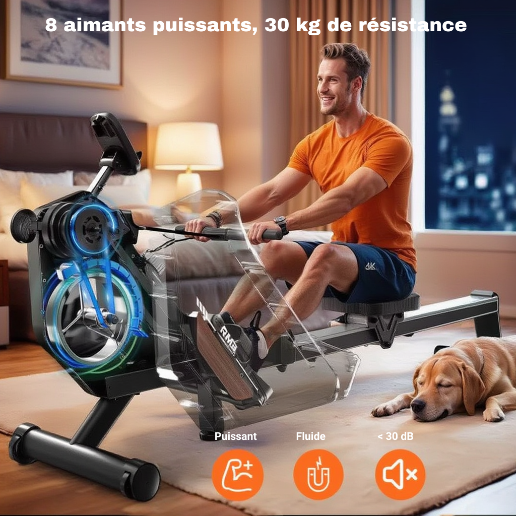 Rameur Magnétique Silencieux – 16 Niveaux | L'atelier Cardio