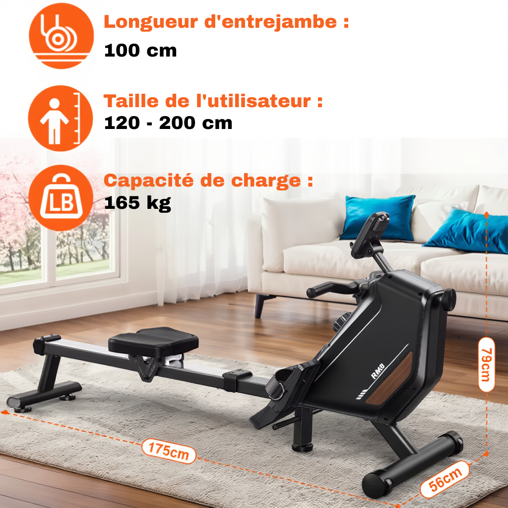 Rameur Magnétique Silencieux – 16 Niveaux | L'atelier Cardio