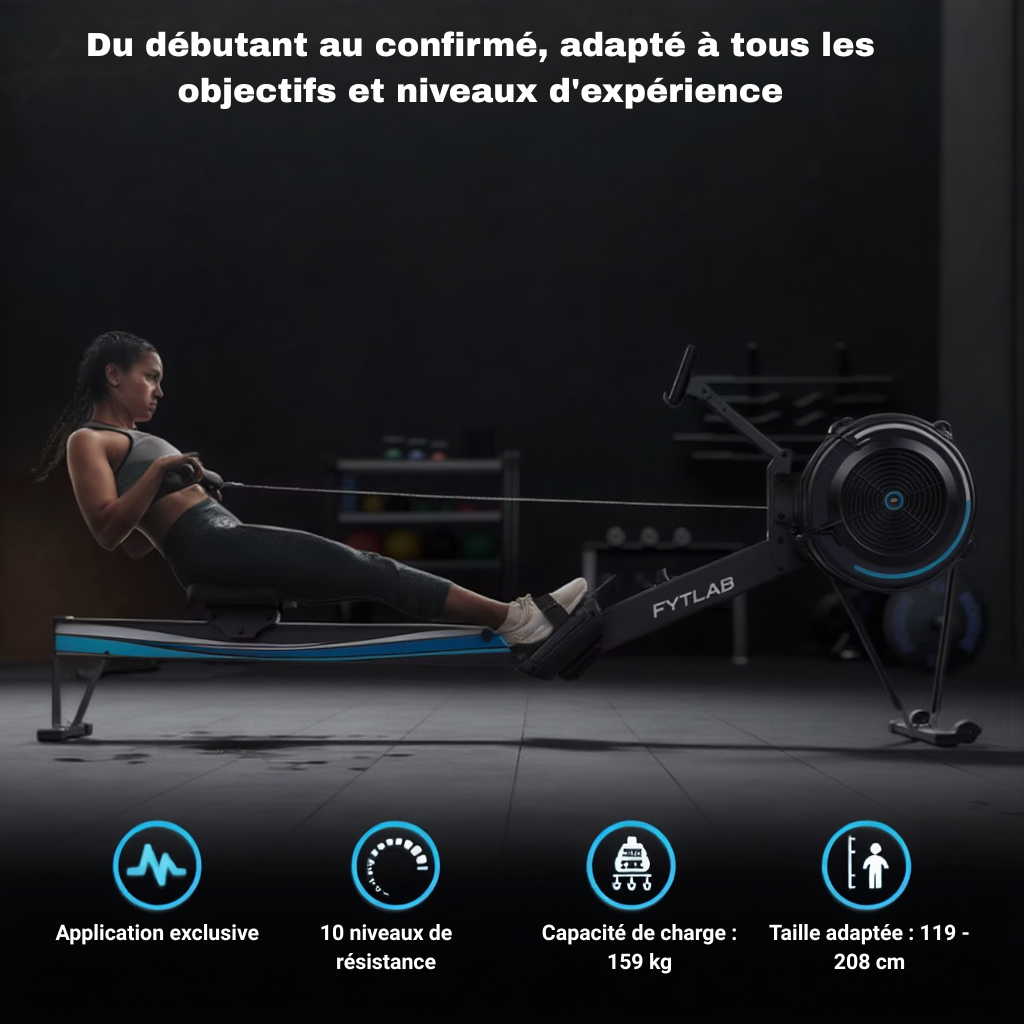 Rameur à Air Pliable – 10 Niveaux | L'atelier Cardio