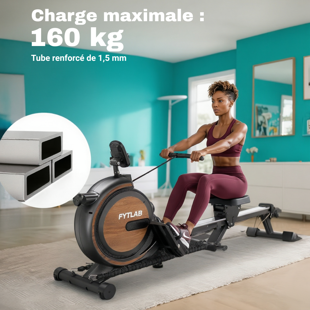 Rameur Magnétique Design Bois – Charge 160 kg | L'atelier Cardio