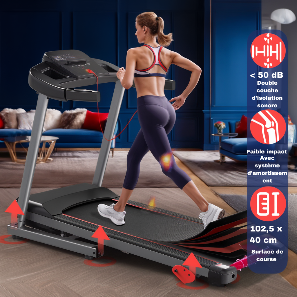 Tapis de Course Pliable  – 12 km/h - Inclinaison | L'atelier Cardio