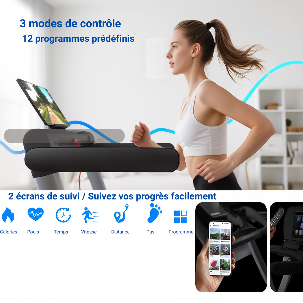 Tapis de Marche/Course Pliable – 12 km/h | L'atelier Cardio