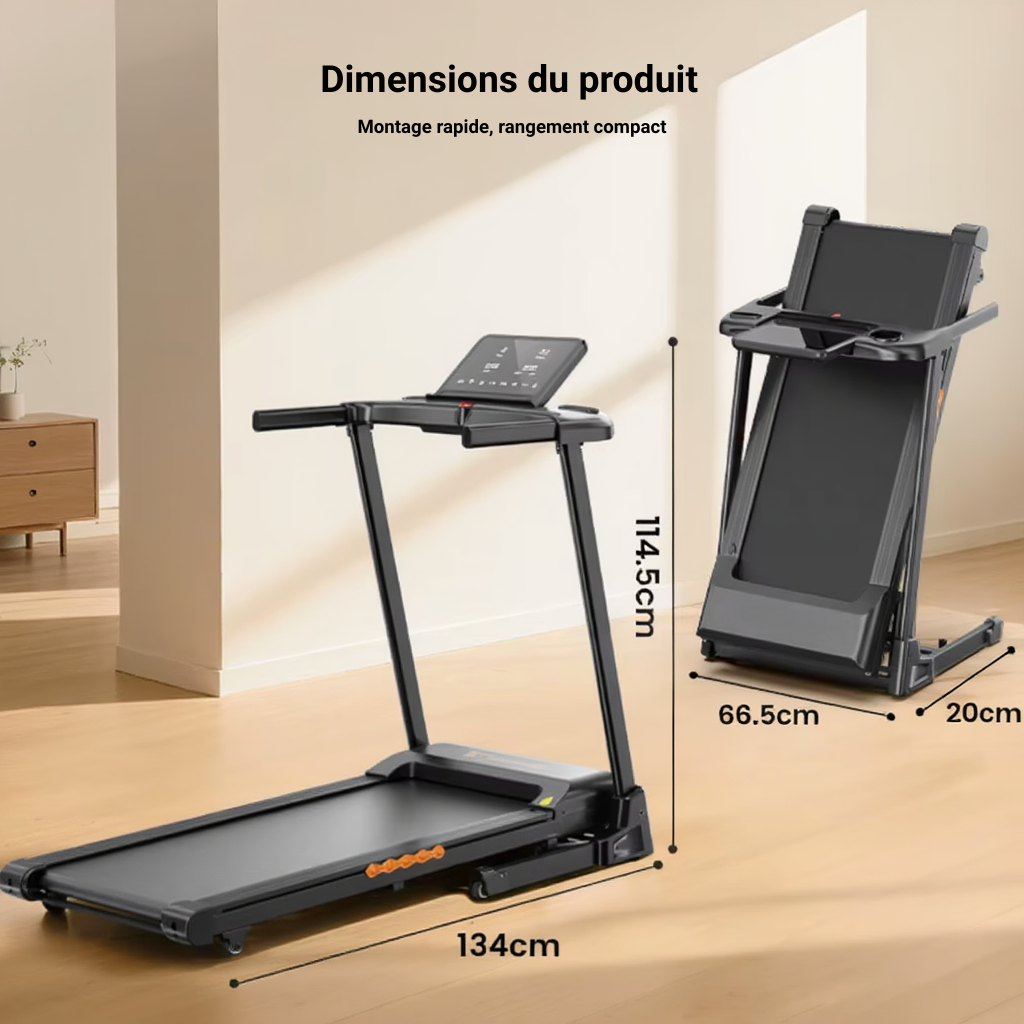 Tapis de Course Pliable - 13,5 km/h - Pente 15% | L'atelier Cardio