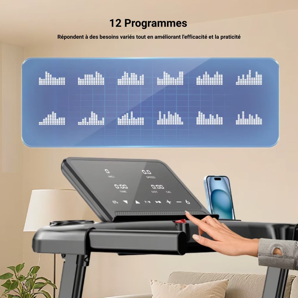 Tapis de Course Pliable - 13,5 km/h - Pente 15% | L'atelier Cardio