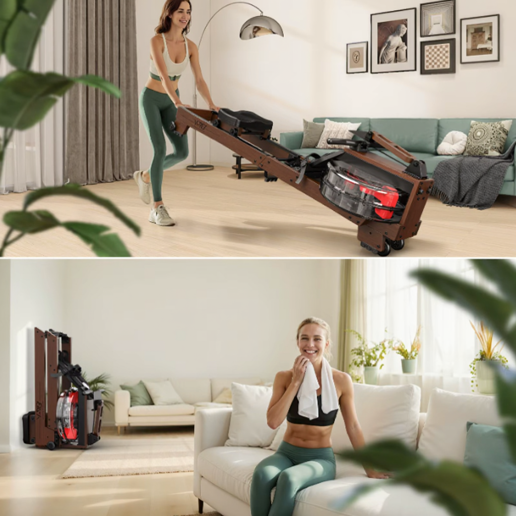 Rameur à Eau en Bois – 6 Niveaux - Réservoir 14 L | L'atelier Cardio