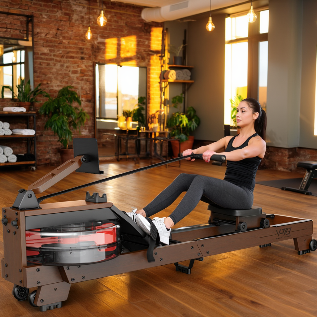 Rameur à Eau en Bois – 6 Niveaux - Réservoir 14 L | L'atelier Cardio